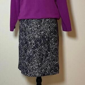 Loft Skirt 16 Navy Pink Patterned A-Line Knee Length Work Wear Career